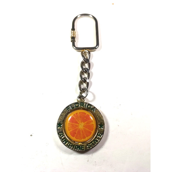 Florida Sunshine State Orange Spinner Keychain - Picture 1 of 6